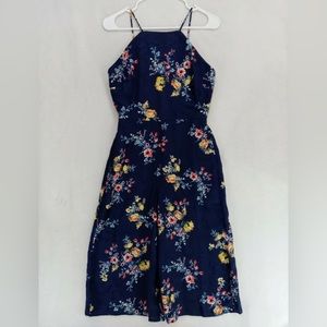 Material Girl Floral Dark Blue Jumpsuit Size S